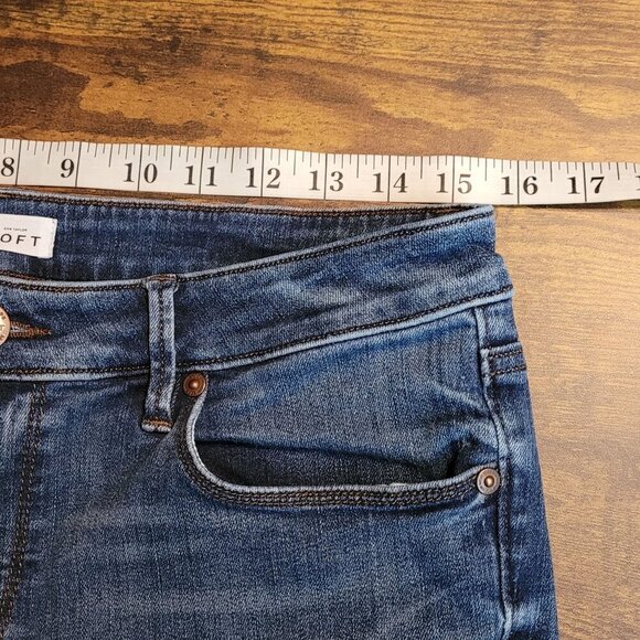 Loft Jeans Size 6 Low Rise Curvy Straight Medium Dark Wash Stretch Denim - Picture 5 of 10